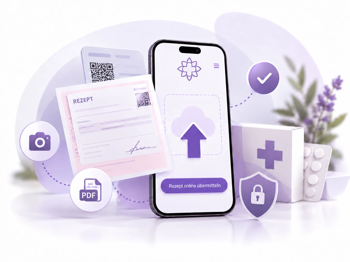 Smartphone mit Rezept-Upload der Fidelia Apotheke